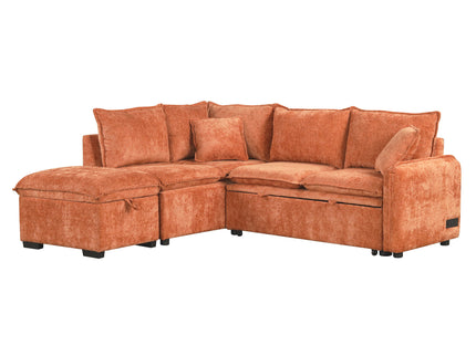 Convertible Sofa Bed Sectional Sofa Sleeper L-Shaped Sofa With A Storage Ottoman, Two Pillows, Two Power Sockets And Two USB Ports For Living Room
