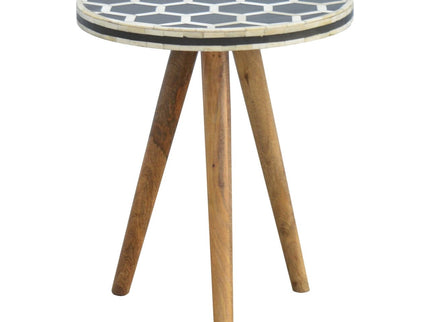 Inlay Bone Tripod Stool - Beige / White