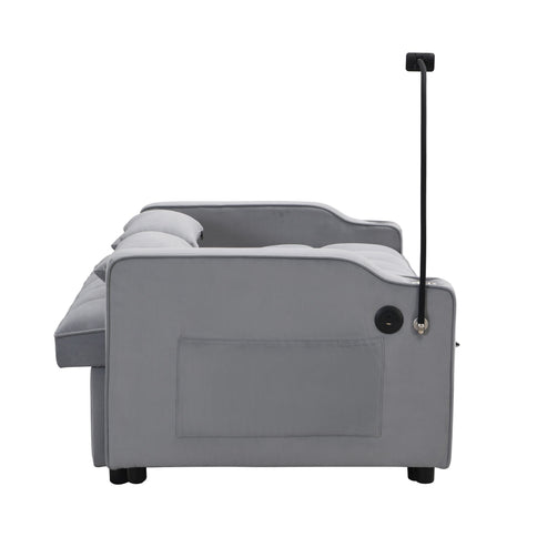 Modern Loveseat Futon Sofa With Pullout Bed, Adjustable Reclining Backrest, Toss Pillows