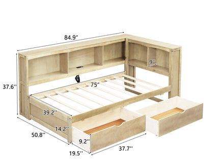 Daybed With 2 Storage Drawers, Storage Cabinets, USB Ports
