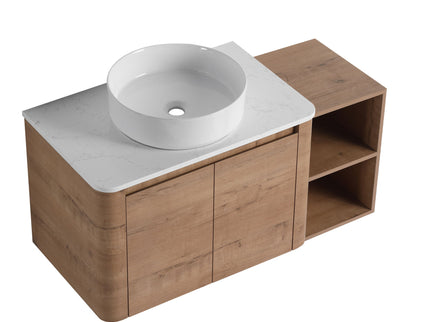 Wall Mounted Bathroom Vanity With Art Sink, 1 Storage Shelf, 2 Soft Close Doors