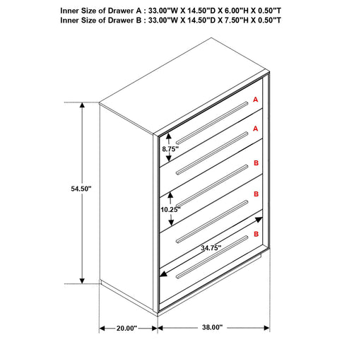 Prescott - 5 Drawer Chest - Brown