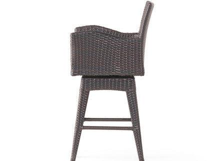 Outdoor Modern Rattan Swivel Barstool With Tapered Legs - Beige / Multibrown