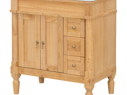 Modern Bathroom Vanity With Ceramic Sink, Soft Close Doors, Adjustable Shelves