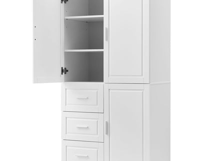 Tall And Wide Storage Cabinet With Doors, 3 Drawers
