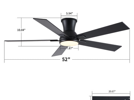 Low Profile Flush Mount Intergrated LED Ceiling Fan With Light And Reversible Quiet Motor