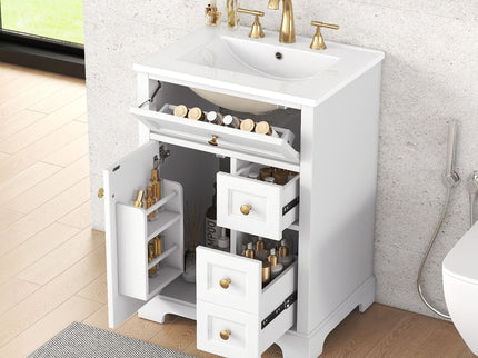 Modern Bathroom Vanity With Sink, 3 Drawers & Cabinet With 2 Tier Door Storage