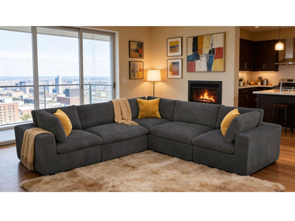 Modular Sectional & Toss Pillows - Dark Gray