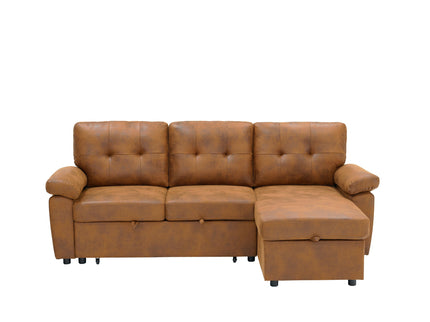 Convertible L - Sectional Sofa Bed With Storage Chaise And Padded Armrests