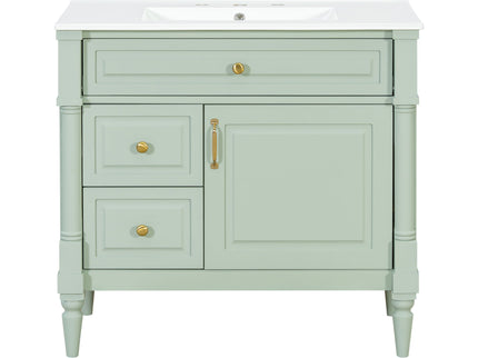 Freestanding Bathroom Vanity With Sink, Adjustable Shelf, Flip Drawer