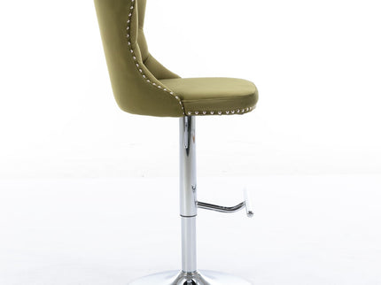 Swivel Barstools Adjusatble Seat Height From 25-33", Modern Upholstered Base Bar Stools With Backs Comfortable Tufted For Home Pub And Kitchen Island (Set of 2)