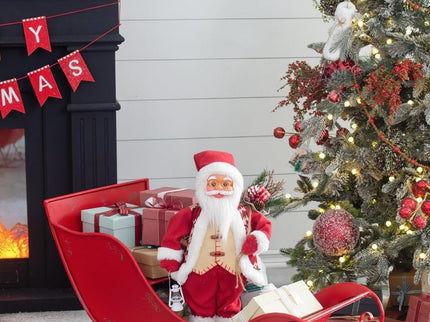 Iron Sleigh Large, Distressed Christmas Santa Sleigh Holiday Decoration