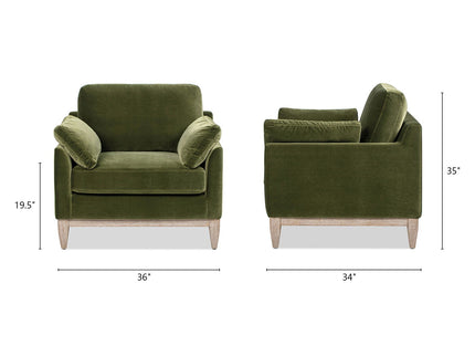Pasadena - Wide Modern Farmhouse Accent Arm Chair - Olive Green