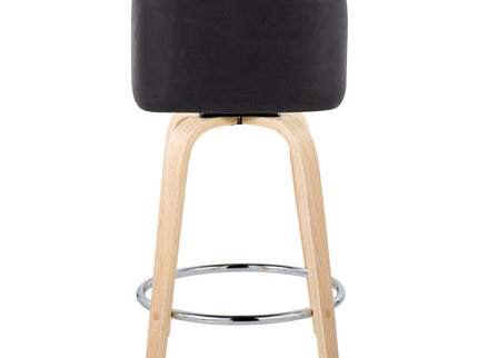Toriano - Contemporary Fixed Height Counter Stool & Swivel And Round Footrest (Set of 2)