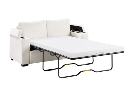 Pull Out Sofa Bed Loveseat With Twin Mattress, Cup Holders And Arm Storage