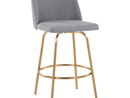 Toriano - Contemporary, Fixed Height Counter Stool With Swivel With Round Footrest (Set of 2)