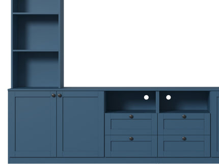 Farmhouse Elegant Entertainment Center Wall Unit With 4 Drawers