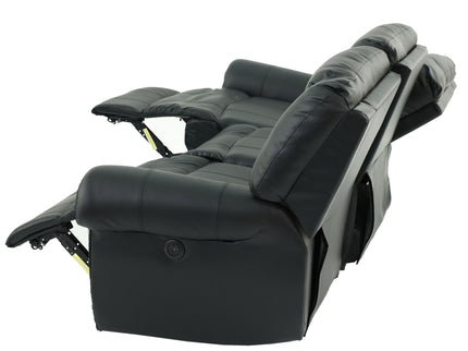Plush Relax 1 Piece Power Reclining Sofa With Padded Armrests, 3 Seat Living Room Furniture - Black
