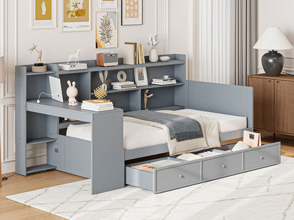 Daybed With 3 Drawers USB Ports And Desk