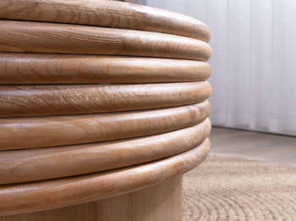 Round Wooden Coffee Table With Hidden Storage, Modern Rustic Centerpiece For Living Room - Multi / Natural / Rustic