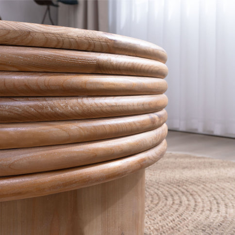 Round Wooden Coffee Table With Hidden Storage, Modern Rustic Centerpiece For Living Room - Multi / Natural / Rustic
