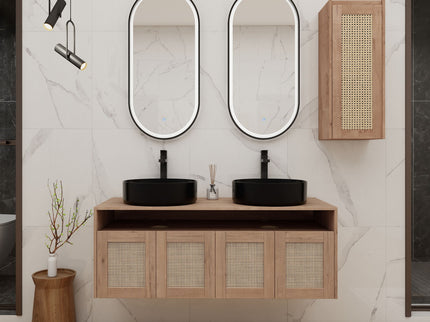 Bathroom Vanity With Art Sink And Side Cabinet, Float Mounting Design