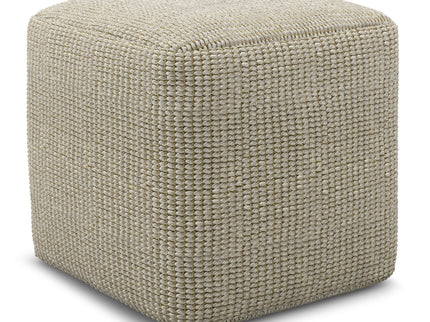 Zelma - Square Woven Outdoor / Indoor Pouf - Cream / Natural