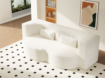 Floor Sofa With 2 Pillows, Convertible Twin Size Mattress For Living Room