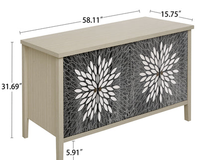 Modern Storage Cabinet With 4 Doors & Adjustable Shelves