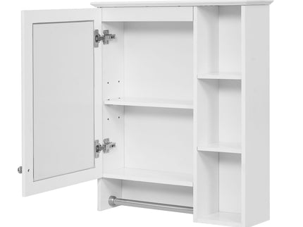 Modern 3 In 1 Bathroom Mirror Cabinet With Adjustable Shelf & Towel Bar