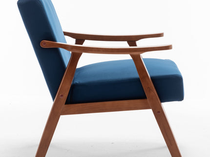 Mid Century Modern Accent Chair With Solid Wood Frame And Extra Thick Backrest