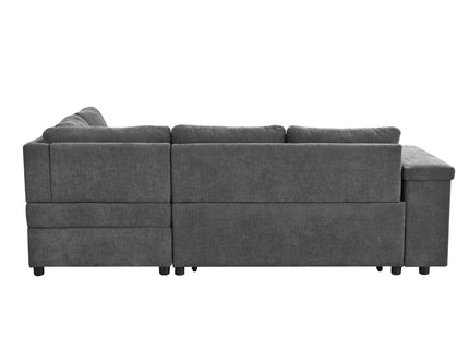 L Shaped Couch With Pull Out Bed And Storage Sectional Sleeper Sofa With Hidden Storage, Wide Armrest With Storage, For Living Room, Apartment, Bedroom, Office
