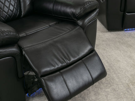 Home Theater Seating Manual Recliner Chair With Center Console And Led Light Strip For Living Room