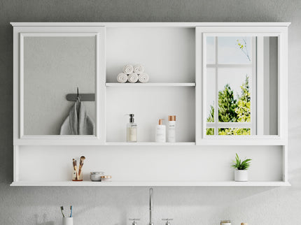Wall Mounted Bathroom Medicine Cabinet With Double Mirrored Doors