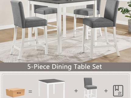 5 Piece Counter Height Table Set With 4 Chairs