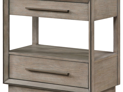 Prescott - 2 Drawers Nightstand With Open Shelf - Taupe