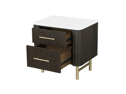 Clayten - Nightstand - Espresso / White Marble