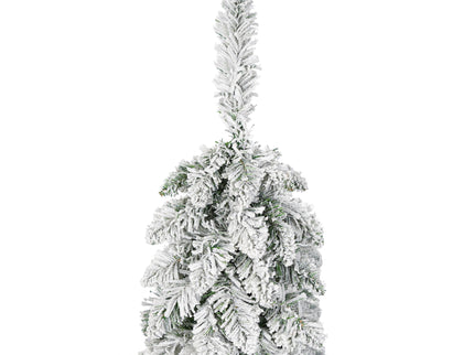 Slim Snow Flocked Pre Lit Pencil Christmas Tree, 3.9Ft / 5.9Ft / 7.9Ft With 750 Branch Tips, 480 LED Lights, Warm Glow, For Indoor Holiday Decor - White