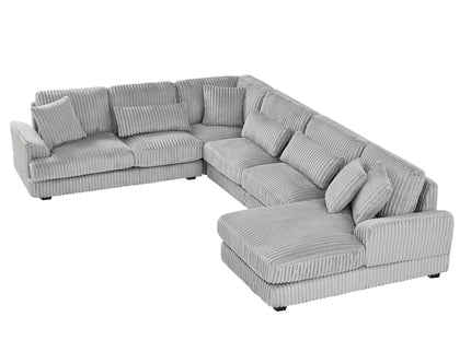 U - Shaped Sectional Sofa With Chaise Lounge, Oversized Living Room Sofa - Gray