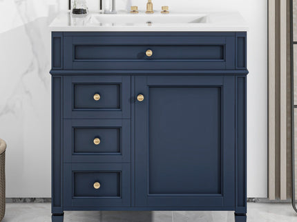 Bathroom Vanity With Top Sink, Storage Cabinet With 2 Drawers, Tip Out Drawer