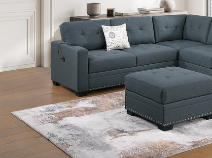 Casual Simple Tufted Sectional 4 Piece Set With USB Loveseat