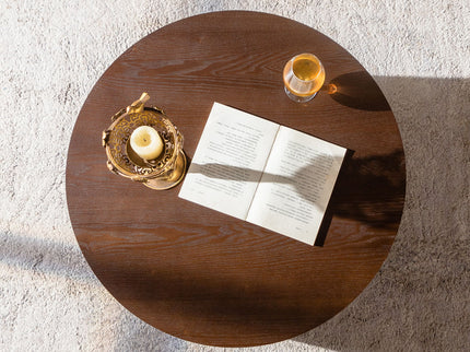 Round Coffee Table With Lift Mechanism For Living Room - Walnut