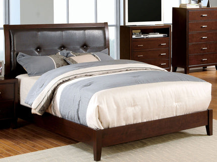 Eastern King Bed With Button Tufted Headboard - Brown