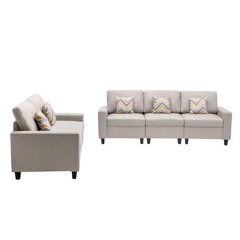 Nolan - Fabric Sofa And Loveseat Living Room With Pillows And Interchangeable Legs