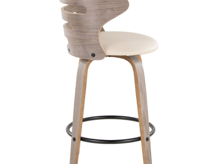 Cosini - Mid Century Modern Fixed Height Barstool With Swivel And Round Footrest (Set of 2)