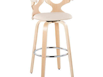 Gardenia - Contemporary Fixed Height Barstool With Swivel With Round Footrest (Set of 2)