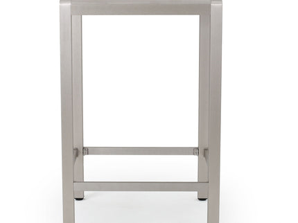 Outdoor 43" Aluminum Bar Table With Rattan Table Top - Gray / Silver