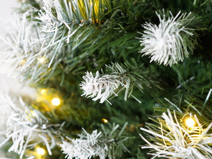 Artificial Christmas 3 Piece Set Wreath And 2 Entrance Trees With LED Lights - White / Green