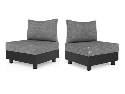 Modular Armless Chairs With Coffee Table For Garden (Set of 2) - Gray