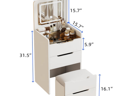 3 In 1 Vanity Desk With Flip Top Mirror, Compact Makeup Table With Glass Top And 3 Drawers